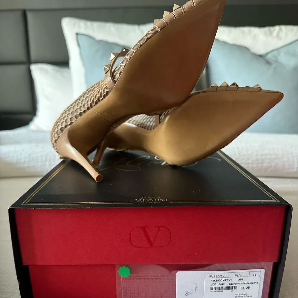 Valentino Garavani Women's Tan Studded Heels